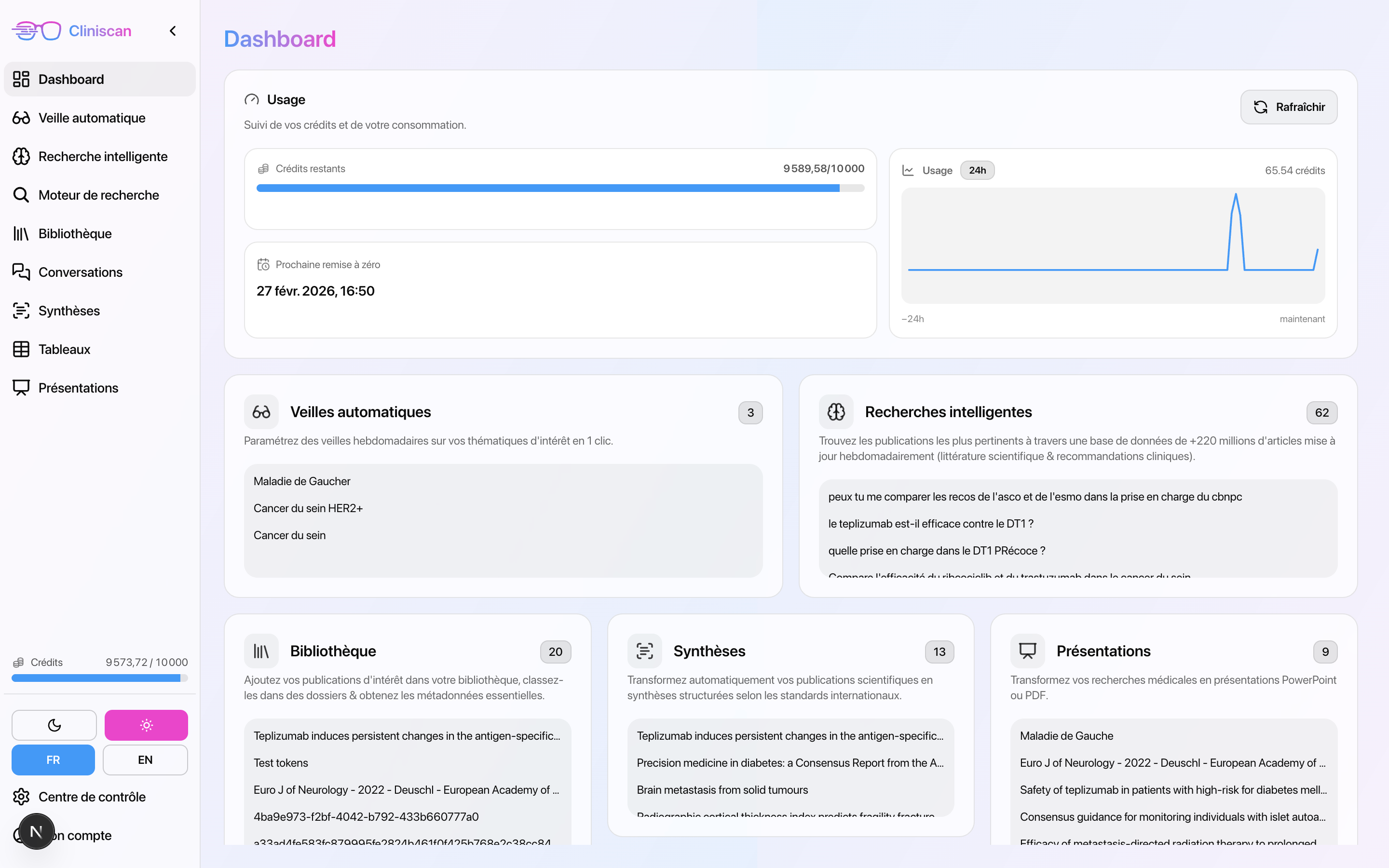 Aperçu de la démo Cliniscan