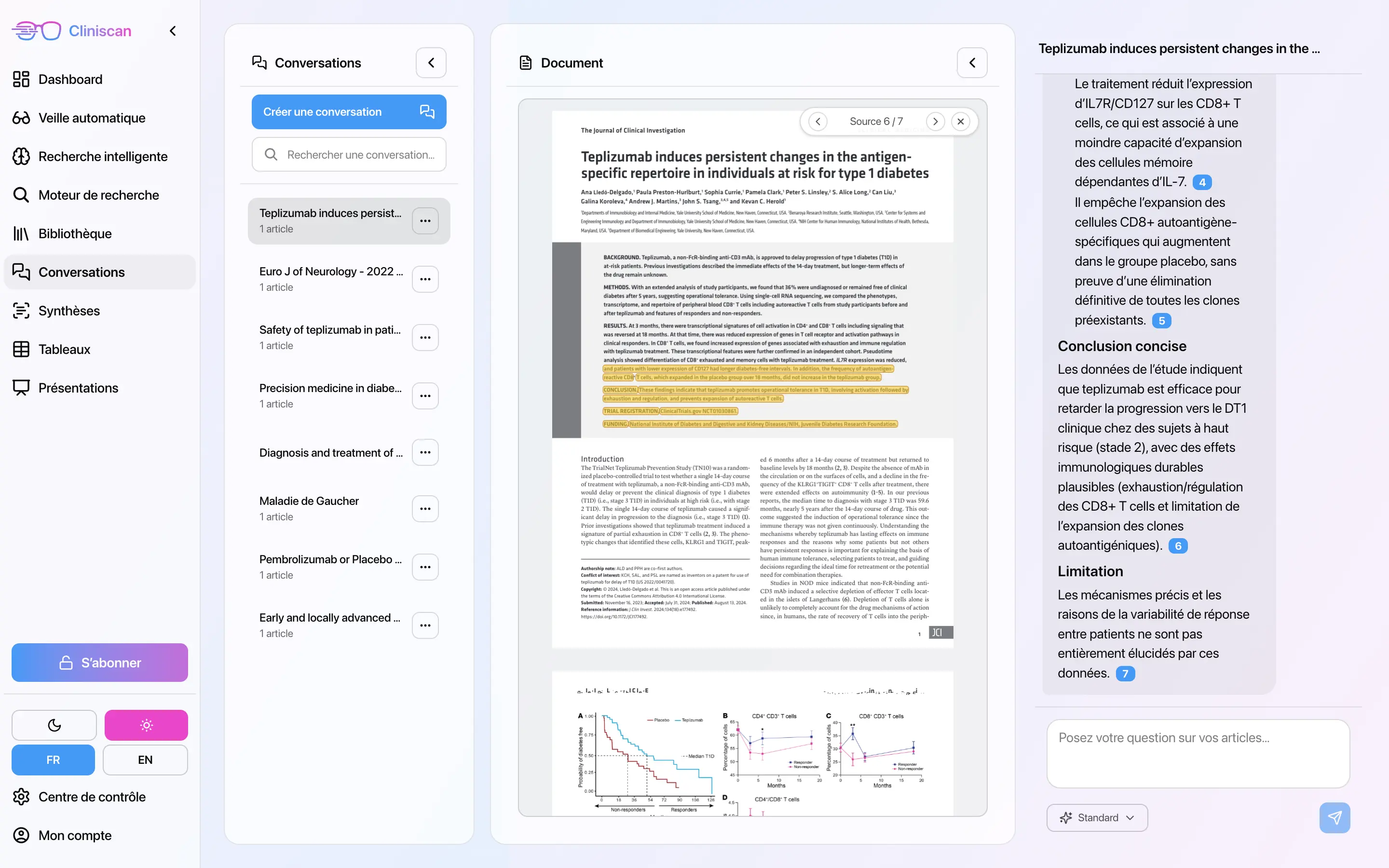 Capture d'écran — Conversations Cliniscan