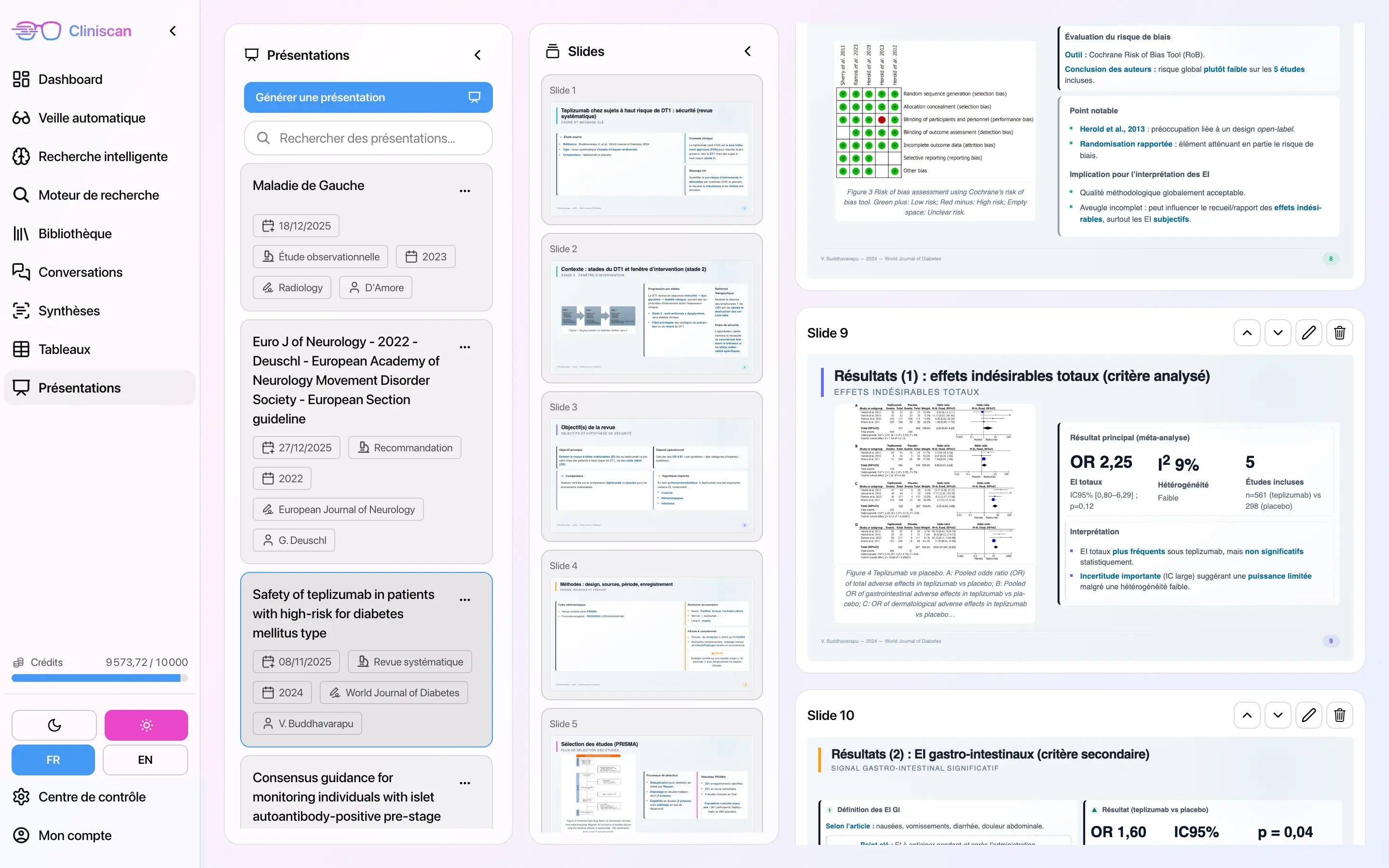 Capture d'écran — Présentations Cliniscan